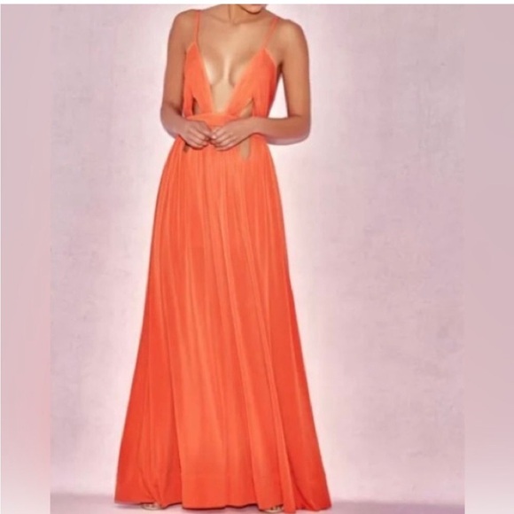 House of CB Ischia Orange cutout goddess maxi dress - Picture 4 of 13